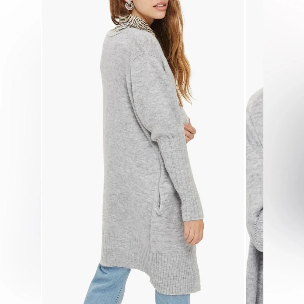 Topshop puff sleeve longline cardigan